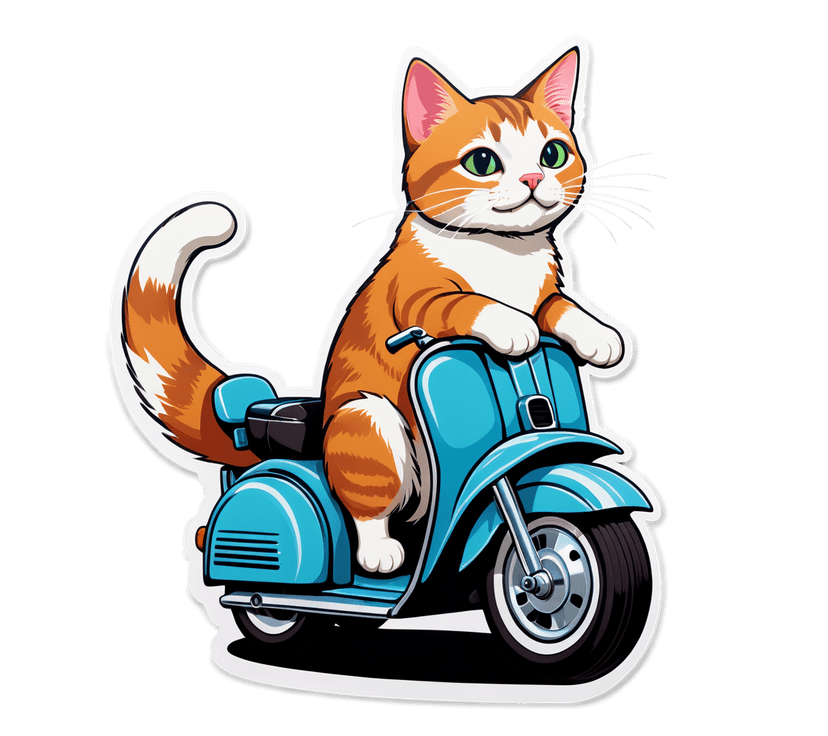 a cat sits on the motor